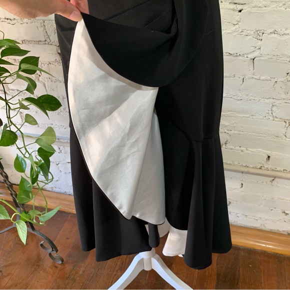 Carmen Marc Valvo Infusion Black White Ruffle Dress Cocktail Evening 4 - Picture 9 of 9